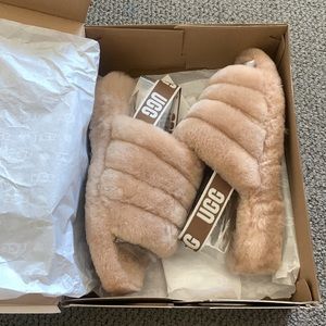 BRAND NEW UGG WOMEN'S FLUFF YEAH SLIDE | CHESTNUT SIZE 10